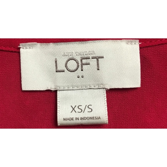 LOFT XS/S Red Black Blouse - Picture 5 of 6